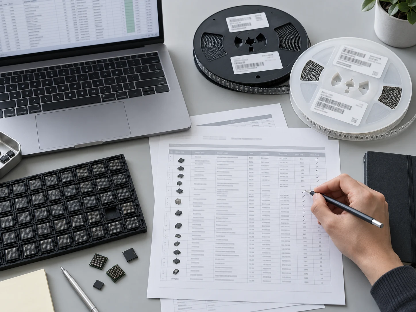 Reviewing a BOM alongside component packaging