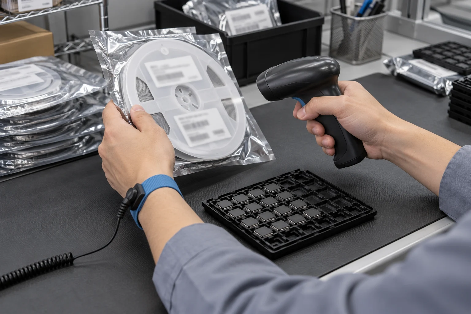 Checking component packaging and labels at receipt